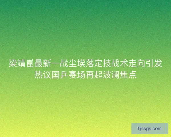 梁靖崑最新一战尘埃落定技战术走向引发热议国乒赛场再起波澜焦点